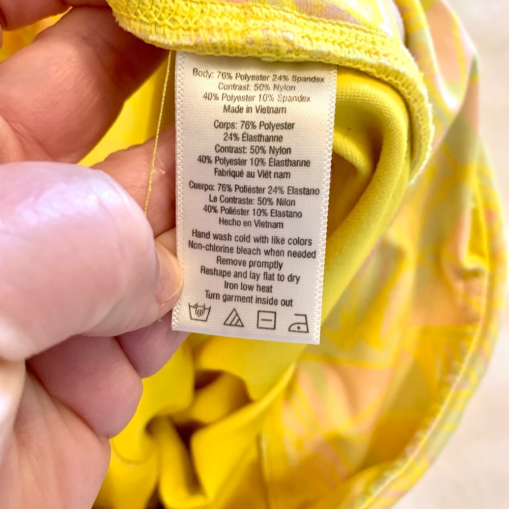 ALO YOGA Goddess Ruched Full Leggings Length Yellow Geometric Print Womens Sz XS - Picture 11 of 13